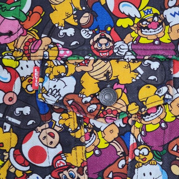 Levis x Super Mario Bros Jean Jacket Womens‎ Small Cropped Graphic Print New - Picture 4 of 12